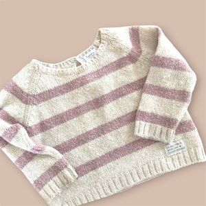Tocoto vintage Striped Sweater in Cream and Pink